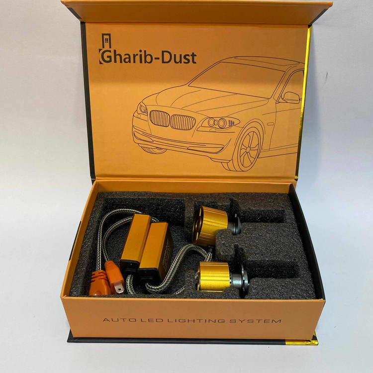 لامپ هدلایت V8 پایه H4 دورنگ زرد سفید برند gharib dust